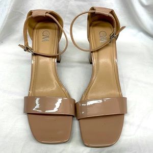 C&M block heel faux leather sandals ladies sz 8.5m